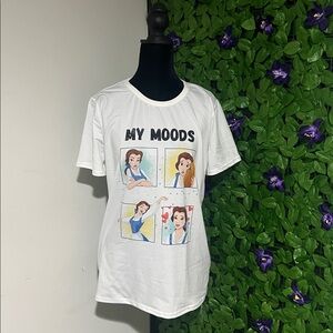 NEW Women’s White Graphic T-Shirt with Cartoon Print Size L